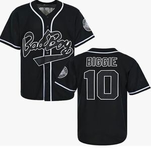 New Biggie Bad Boy #10 Baseball Jersey Molpe Tag Black White Embroidered Lg